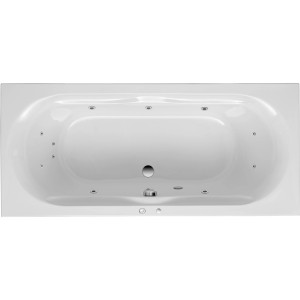 Ottofond Whirlpool Madera Komfort, 180x80 cm, weiße Acryl Badewanne mit Hydromassage-Düsen.