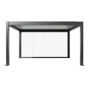 Biohort Glasschiebewand Klarglas 4,5 m, dunkelgrau-metallic, für Terrassenüberdachung.