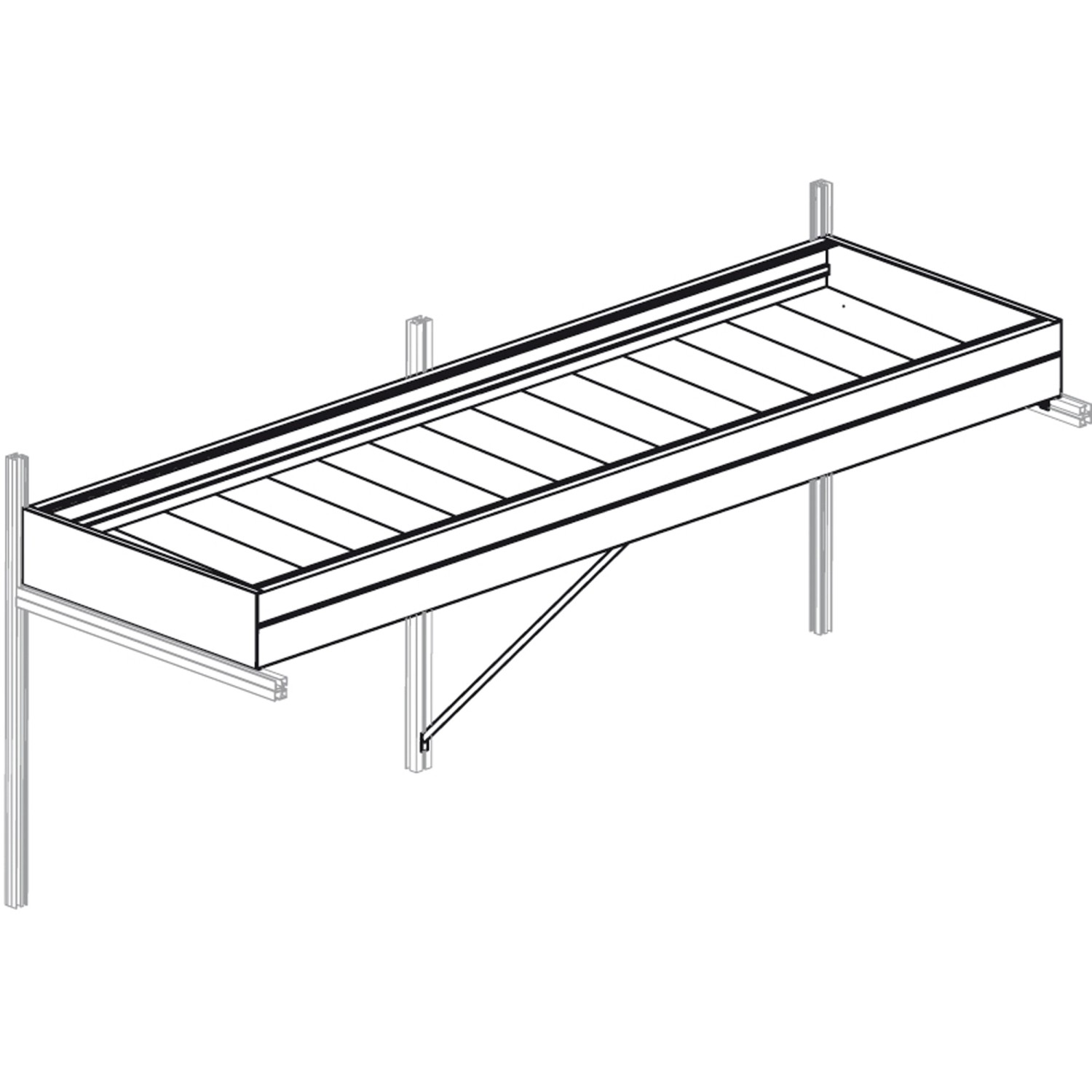 KGT Pflanzwanne Linea I Alu, blank, 63,5x10cm, für Gewächshaus. Mit Einlegeplatten.