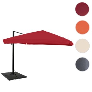 Bordeauxroter MCW Ampelschirm A96 (3,5x3,5m) mit Aluminiumgestell und Ständer.