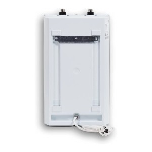 Vaillant Untertisch-Elektrospeicher VEN5/7UARM 5 Liter, Rückansicht mit Montagevorrichtung und Stromkabel.