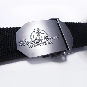 Uncle Sam Workwear Gürtel, schwarzer Stoff mit Metallschnalle, 120/140 cm.