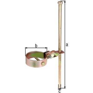 Verzinkter Schaukelanker mit Schelle zur Bodenbefestigung von Gartenspielgeräten.