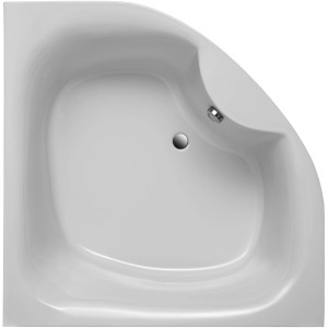 Weiße Eckbadewanne Lima, 140x140 cm, aus Sanitäracryl, Draufsicht.