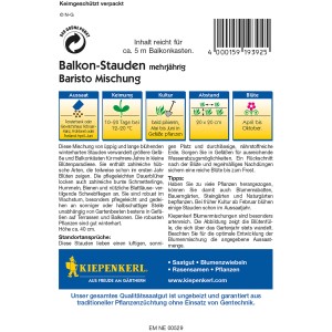 Kiepenkerl Blumenmischung Baristo für Balkon-Stauden, mehrjährige Blühmischung.