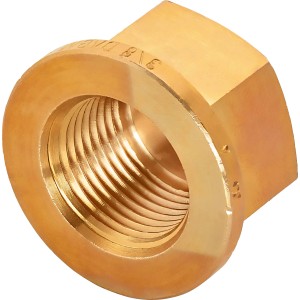 Rotguss Gewindekappe 14,9 mm (Rp 3/8) zum Verschließen von Rohren in Heizung und Wasserinstallation.