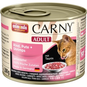Carny Katzen-Nassfutter Adult mit Rind, Pute & Shrimps, 200g Dose.