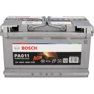 Bosch PowerLine AGM Batterie, 80Ah/800A, für zuverlässige Autoelektrik und Startleistung.