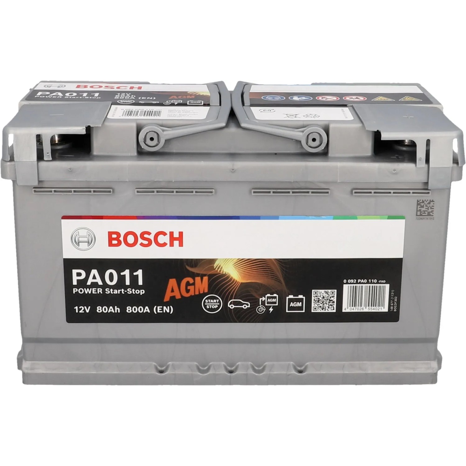 Bosch PowerLine AGM Batterie, 80Ah/800A, für zuverlässige Autoelektrik und Startleistung.