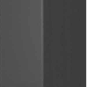 Detailaufnahme: Graue Küchenzeile Mailand, Front Hochglanz, Korpus Matt. Moderne Einbauküche.