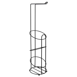 Schwarzer MSV Toilettenpapierhalter Holly aus Stahl, freistehend mit Platz für 4 Rollen.
