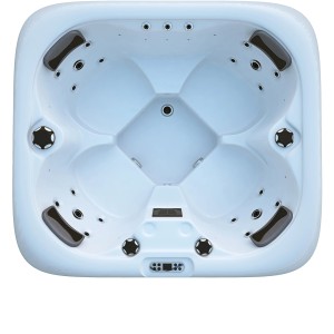 Dunkelgrau-weißer Home Deluxe Outdoor Whirlpool Sea Star Pure, Innenansicht von oben.