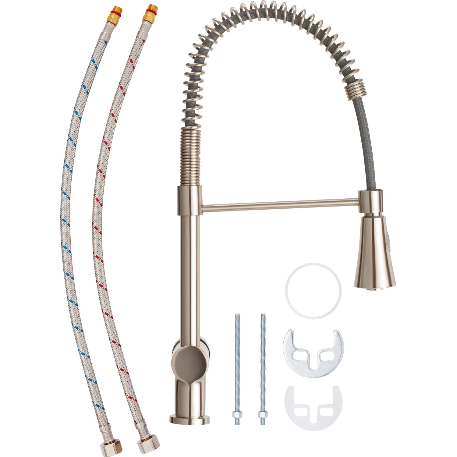 baliv Küchenarmatur KI-1172 Edelstahloptik mit flexiblem Schlauch und Zubehör.