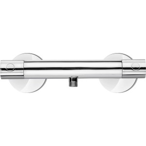 Chromfarbene baliv Thermostat-Duscharmatur DU-5020 mit zwei Drehreglern.