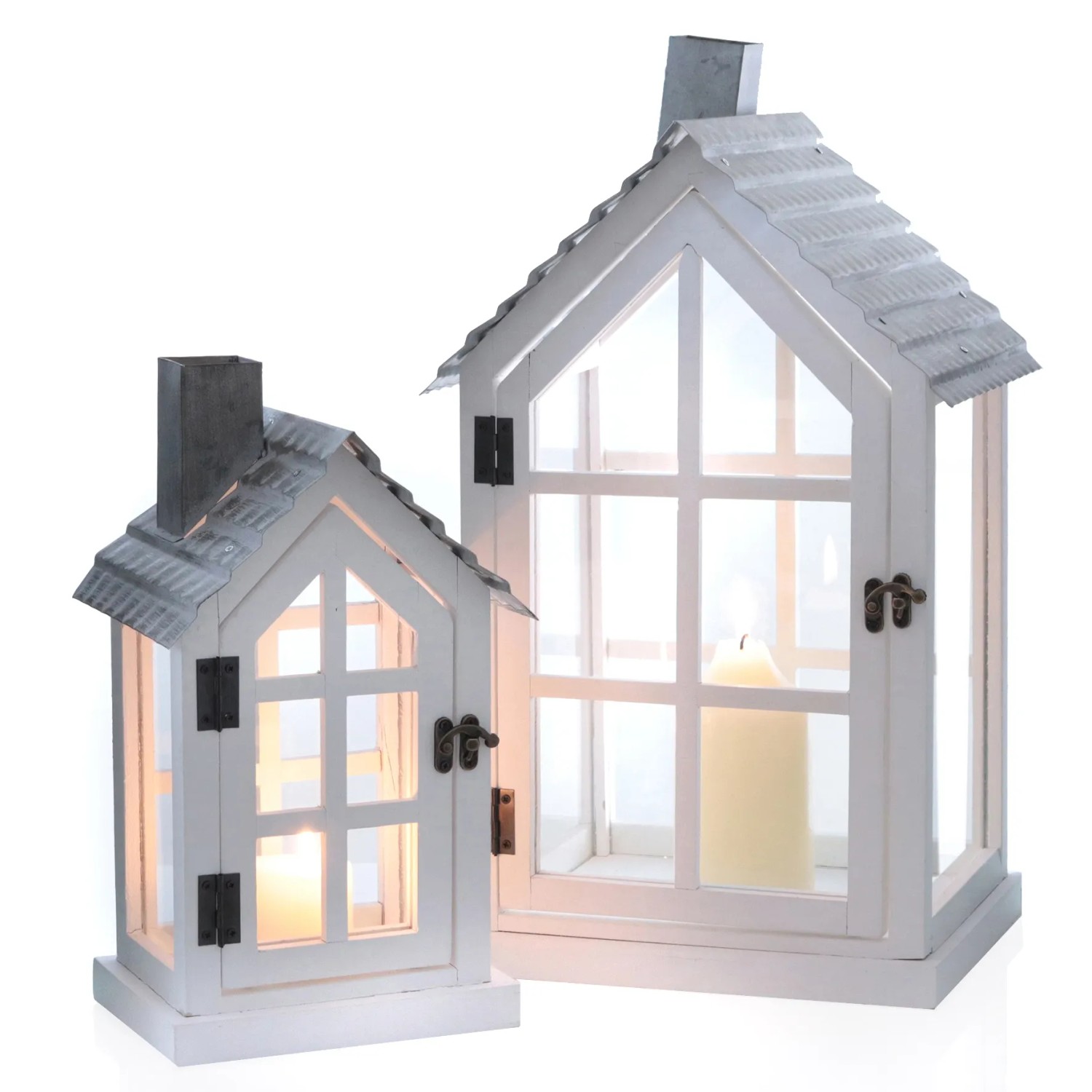 Metall-Laterne 32,5 cm x 47 cm 2er Set Weiß kaufen bei OBI