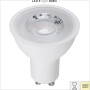 Weißes GU10 LED Leuchtmittel, 4,5 W, für warmweißes Licht im Wohnbereich.