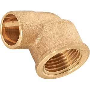 Löt-Winkel aus Rotguss, 15 mm x 18,6 mm (Rp 1/2), für Kupferrohr-Verbindungen.