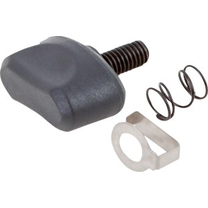 Ersatzschrauben-Set für LUX Oberfräse OF-1200 A Tiefenanschlag, bestehend aus Schraube, Feder und Metallelement.