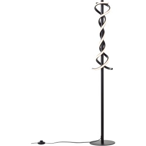 Schwarze LED-Stehlampe Amalie, 1,3 m hoch, mit spiralförmigem Leuchtendesign für Innenräume.