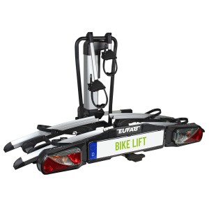 Eufab Bike Lift Fahrradträger für Anhängerkupplung, mit Liftfunktion und Kennzeichenhalter.