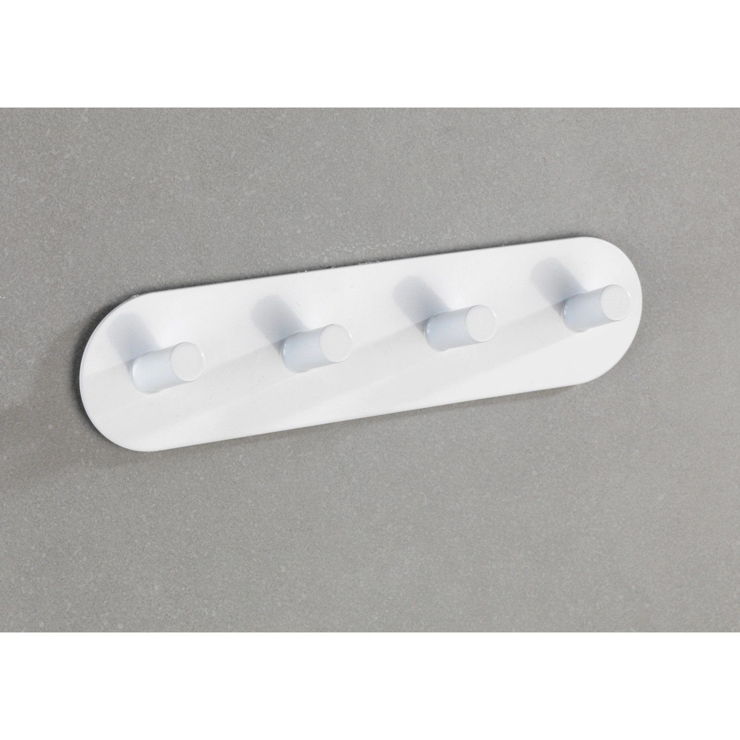 Wenko Hakenleiste Piceno Quadro, weiße Handtuchleiste mit 4 Haken, matte Optik.