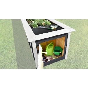 Weka Hochbeet mit Schrank in Anthrazit: Holz-Hochbeet mit Stauraum für Gartengeräte.