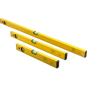 LUX Wasserwagen-Set, 3-teilig, gelbe Wasserwaagen in 40, 60 und 100 cm Länge.