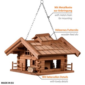 Dobar Vogelhaus Appenzell im Berghütten-Design 37 x 37 x 26 cm Braun