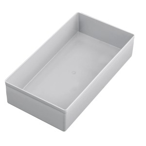 Weiße Kraftwerk Einsatzbox aus Kunststoff für Kleinteile, 108x216x45mm, zur Werkstattorganisation.