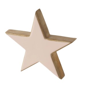 Cremeweißer Boltze Aufsteller Stardust in Sternform, 30x30x4 cm, aus Mangoholz für Weihnachtsdeko.