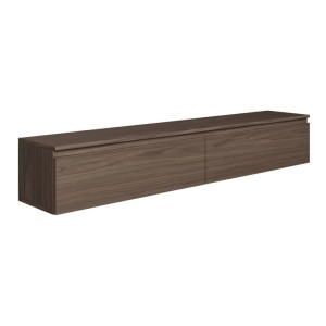Selsey TV-Hängeboard Bemmi 175 cm in Nussbaum Holzoptik. Modernes, wandmontiertes Lowboard mit zwei Klappenfächern.