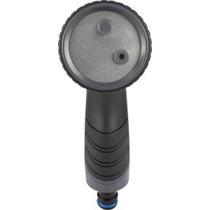 LUX Multifunktionsbrause mit 3 Strahlvarianten für Gartenschlauch, Nahansicht.