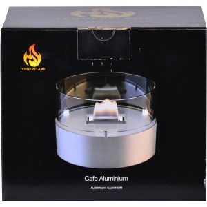 Tenderflame Tischfeuer Cafe Aluminium 300ml in Verpackung, Deko-Kamin für Innen & Außen.