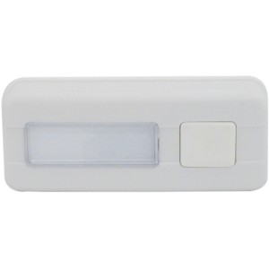 Weißer REV Klingeltaster aus Kunststoff mit Beleuchtung für die Türklingel.