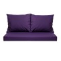 Violettes Set Gartenbankkissen: Sitzkissen und zwei Rückenkissen für 2-Sitzer Bänke.