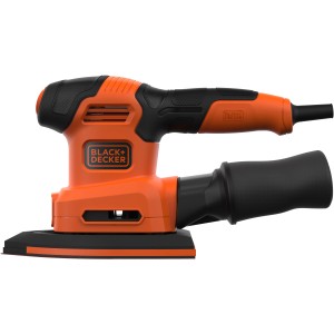 Black+Decker Multischleifer BEW200, 200W, 4-in-1 Schleifmaschine in Orange und Schwarz.