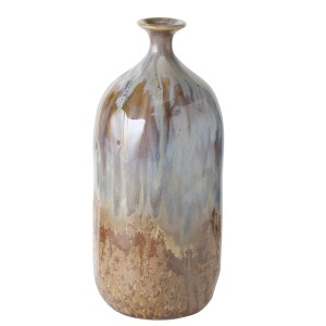 Dekorative, braune Boltze Home Vase Sensu, 32 cm hoch, aus Steingut für den Innenbereich.
