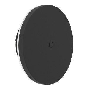 Runde, schwarze EGLO LED-Wandleuchte VALGIANO mit Touch-Funktion, ideal für Bad und Außenbereich.