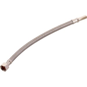 Flexibler Edelstahl-Verbindungsschlauch, 300 mm lang, mit 14,9 mm (G 3/8) und 10 mm Anschluss.