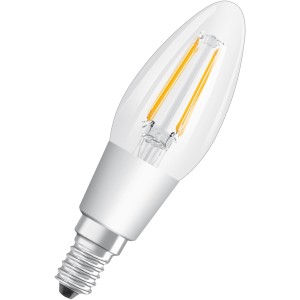Osram LED-Lampe E14 Kerze, 4W, extra warmweiß, 470lm, 11,5x3,5cm. Klares Glas, Filament im Industrial Style.