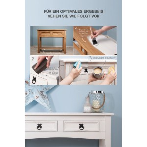 Anwendungsbeispiel: Möbel gestalten mit Rust-Oleum Kreidefarbe Petrol Matt. DIY-Projekt mit Möbellack.