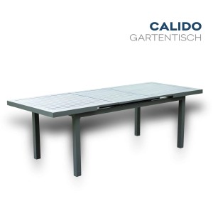 Home Deluxe Calido Madera Gartentisch, anthrazit, ausziehbar. Teil des 5-tlg. Gartenmöbel-Sets.