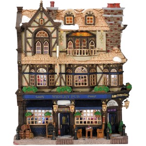 Beleuchtetes Weihnachtsdeko-Haus: Wesley's Pub für ein festliches Weihnachtsdorf.