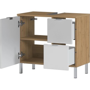 Germania Waschbeckenunterschrank GW-MAURESA Eiche, mit 2 Schubladen und Tür.