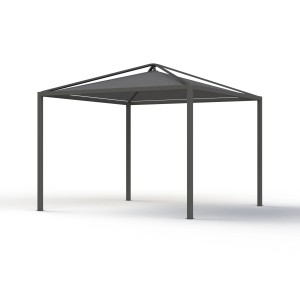 Siena Garden Pergola Comuna Basis, 315x315x301 cm, mit Spitzdach und grauer Abdeckung.