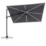 Anthrazitfarbener Doppler Ampelschirm 300x220 cm mit LED-Beleuchtung, Dreh- & Neigungsfunktion. Rechteckiger Sonnenschirm.