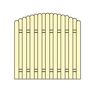 Sichtschutzzaun Lüneburg, Mahagoni lasiert, Bogenform, Holzzaun Element für Garten und Terrasse.