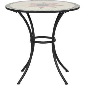 Runder, grauer Siena Garden Gartentisch Stella mit Mosaikmuster, Ø 70 cm.