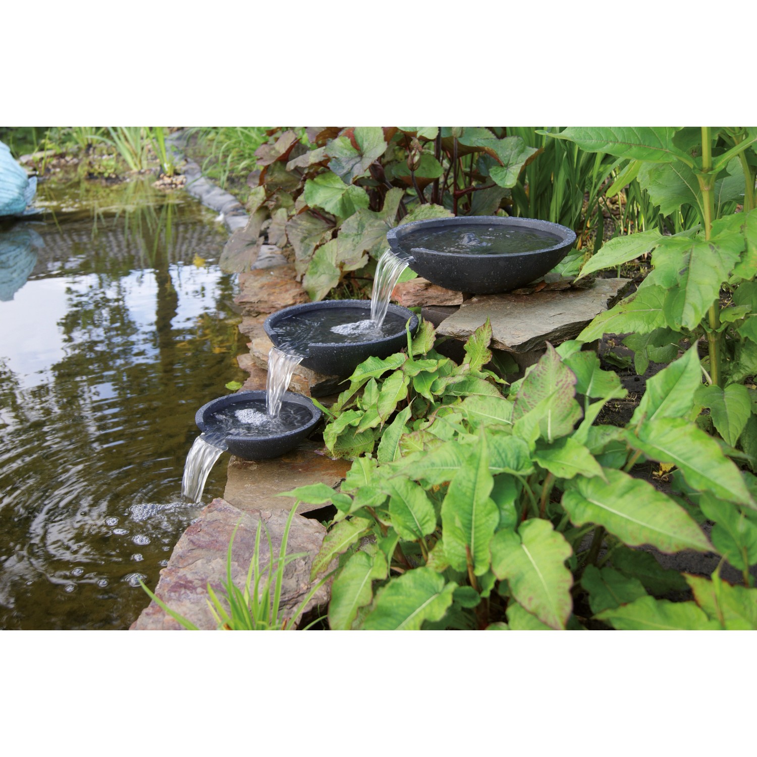 Acqua Arte Mistaya 3 WasserfallSchalen für den Gartenteich Ø 21/28/35