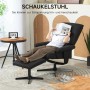 Schwarzer HOMCOM Relaxsessel mit Hocker, verstellbar, drehbar, Wippfunktion. Person entspannt lesend im Loungesessel.